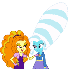 Size: 913x876 | Tagged: safe, artist:ktd1993, adagio dazzle, trixie, equestria girls, g4, alternate hairstyle, beehive hairdo, female, lesbian, shipping, simple background, transparent background, triagio