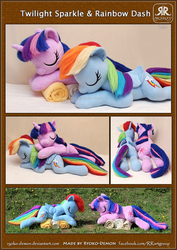 Size: 707x1000 | Tagged: safe, artist:ryoko-demon, rainbow dash, twilight sparkle, g4, cute, doll, irl, photo, sleeping, toy