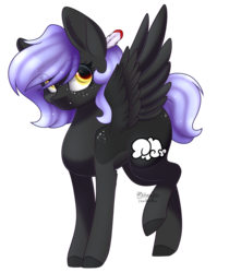 Size: 1341x1599 | Tagged: safe, artist:ohhoneybee, oc, oc only, oc:cloudy night, pegasus, pony, female, mare, raised leg, simple background, solo, spread wings, transparent background