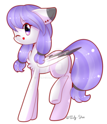 Size: 1024x1182 | Tagged: safe, artist:twily-star, oc, oc only, pegasus, pony, chest fluff, faic, female, mare, one eye closed, simple background, solo, transparent background, watermark, wink