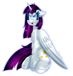 Size: 1024x1063 | Tagged: safe, artist:twily-star, artist:vanillaswirl6, oc, oc only, oc:twily star, alicorn, pony, alicorn oc, female, horn, mare, simple background, sitting, solo, transparent background, watermark, wings