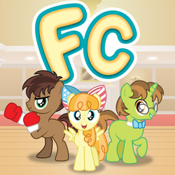 Size: 1000x1000 | Tagged: safe, artist:aleximusprime, oc, oc only, oc:benny, oc:freedom belle, oc:rocky, fillycon, ballroom, brand, convention, convention art, fillycon 2016, fillycon mascots, logo, logomark, show accurate, trademark, vector