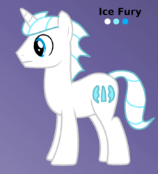 Size: 400x440 | Tagged: safe, artist:platinumdrop, oc, oc only, oc:ice fury, pony, unicorn, male, solo, stallion