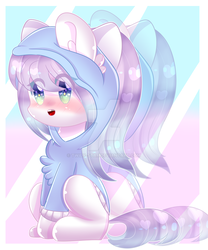Size: 1024x1229 | Tagged: safe, artist:twily-star, oc, oc only, pegasus, pony, blushing, chest fluff, clothes, female, hoodie, mare, sitting, solo, watermark