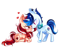 Size: 800x642 | Tagged: safe, artist:ipun, oc, oc only, earth pony, pony, unicorn, female, heart eyes, male, mare, prone, simple background, stallion, transparent background, wingding eyes