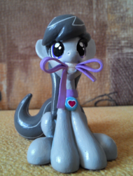 Size: 1169x1536 | Tagged: safe, artist:drafthoof, octavia melody, earth pony, pony, g4, collar, craft, figure, irl, leash, photo, sitting, solo