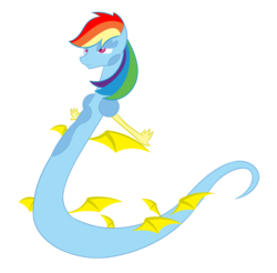 Size: 3500x3444 | Tagged: safe, artist:gatesmccloud, artist:skyspeardraw, rainbow dash, draconequus, cmc 10k, g4, chaos, draconequified, female, high res, simple background, solo, species swap, transparent background, vector
