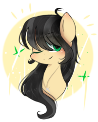 Size: 1011x1256 | Tagged: safe, artist:windymils, oc, oc only, pony, bust, female, mare, one eye closed, portrait, smiling, solo, wink