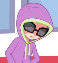 Size: 639x702 | Tagged: safe, edit, edited screencap, screencap, spike, equestria girls, friendship games, g4, clothes, equestria girls-ified, hoodie, jacket, male, solo, sunglasses