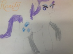 Size: 2592x1936 | Tagged: safe, rarity, g4, cutie mark, drawing, female, name, solo