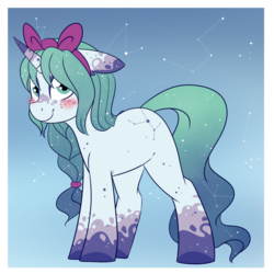 Size: 1024x1024 | Tagged: safe, artist:daydreamsyndrom, oc, oc only, pony, unicorn, bow, constellation, solo