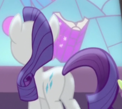 Size: 344x308 | Tagged: safe, screencap, rarity, spike, dragon, pony, g4, princess twilight sparkle (episode), book, butt, cropped, female, mare, plot, solo focus