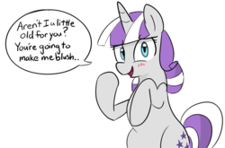 Size: 1649x1089 | Tagged: safe, artist:lance, twilight velvet, pony, unicorn, g4, blushing, cute, female, mare, mature, milf, open mouth, simple background, solo, speech bubble, velvetbetes, white background