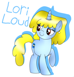 Size: 876x912 | Tagged: safe, artist:katiekane822, pony, unicorn, ear piercing, female, lori loud, mare, nickelodeon, piercing, ponified, simple background, solo, the loud house, transparent background