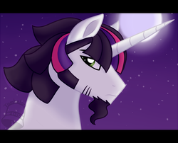 Size: 762x617 | Tagged: safe, artist:tambelon, oc, oc only, oc:prince evening star, pony, unicorn, looking at you, next generation, offspring, parent:oc:king bray, parent:twilight sparkle, parents:canon x oc, solo, watermark