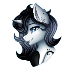 Size: 2439x2290 | Tagged: safe, artist:kurochhi, oc, oc only, oc:clarity, pony, unicorn, bust, female, high res, mare, portrait, simple background, smiling, solo, transparent background
