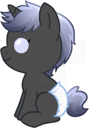 Size: 409x583 | Tagged: safe, artist:tambelon, oc, oc only, oc:obsidian, pony, unicorn, baby, foal, offspring, parent:oc:opalescent pearl, parent:oc:prince topaz, parents:oc x oc, simple background, solo, transparent background, watermark