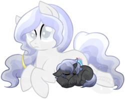 Size: 800x632 | Tagged: safe, artist:tambelon, oc, oc only, oc:moonstone glow, oc:obsidian, blind, brother and sister, crying, foal, offspring, parent:oc:opalescent pearl, parent:oc:prince topaz, parents:oc x oc, siblings, simple background, transparent background, watermark