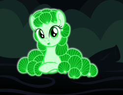 Size: 3300x2550 | Tagged: oc name needed, safe, artist:badumsquish, derpibooru exclusive, oc, oc only, mushroom pony, original species, bioluminescent, crossed hooves, female, forest, fungus, glowing, happy, high res, log, looking at you, mushroom, night, panellus stipticus, smiling, solo
