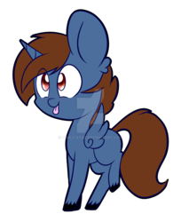 Size: 1024x1253 | Tagged: safe, artist:twily-star, oc, oc only, oc:headlong flight, alicorn, pony, alicorn oc, chibi, gift art, horn, male, solo, stallion, tongue out, watermark, wings