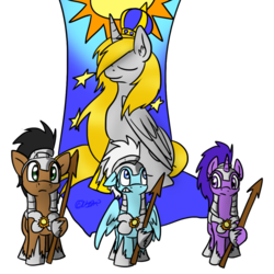 Size: 1024x1024 | Tagged: safe, artist:usagi-zakura, oc, oc only, oc:fidget, oc:king argentum, oc:night vigil, oc:stormglaze, oc:street sense, alicorn, pony, alicorn oc, simple background, transparent background