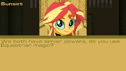 Size: 640x360 | Tagged: safe, artist:toonalexsora007, sunset shimmer, equestria girls, g4, my little pony equestria girls: friendship games, female, mugen, quote, solo