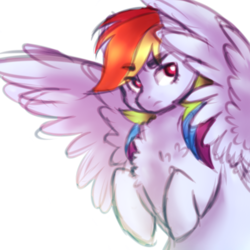 Size: 1000x1000 | Tagged: safe, artist:pandemiamichi, rainbow dash, pegasus, pony, g4, chest fluff, colored pupils, female, flying, frown, mare, simple background, solo, spread wings, transparent background