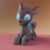 Size: 1080x1080 | Tagged: safe, artist:percytechnic, oc, oc only, oc:archex, changeling, 3d, blue changeling, changeling oc, cuteling, looking at you, lying down, prone, solo