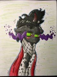 Size: 774x1032 | Tagged: safe, artist:colorsoulmlp, king sombra, g4, embarrassed, male, solo, traditional art