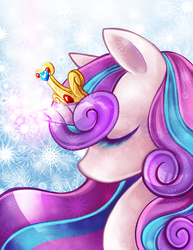 Size: 2550x3300 | Tagged: safe, artist:polyhexian, princess flurry heart, alicorn, pony, g4, crown, eyes closed, female, high res, jewelry, older, regalia, snow, snowflake, solo