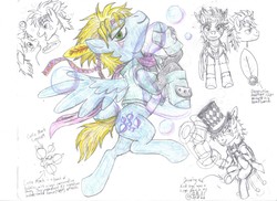 Size: 1755x1275 | Tagged: safe, artist:semijuggalo, pegasus, pony, battle tendency, bubble, caesar zeppeli, dapper, dapper as buck, hat, jojo's bizarre adventure, ponified, top hat, traditional art