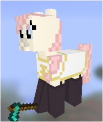 Size: 225x266 | Tagged: safe, artist:minus, oc, oc only, oc:hope blossoms, earth pony, pony, colt quest, adult, clothes, color, downloadable, female, leggings, mare, mine little pony, minecraft, pickaxe, ponytail, robe, skin, solo