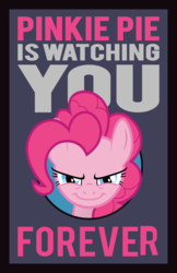 Size: 6600x10200 | Tagged: safe, artist:sirhcx, pinkie pie, earth pony, pony, fallout equestria, g4, 1984, absurd resolution, evil grin, fanfic, fanfic art, female, forever, looking at you, mare, ministry mares, ministry of morale, pinkie pie is watching you, poster, propaganda, smiling, smirk, solo, text