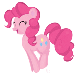 Size: 2225x2159 | Tagged: safe, artist:ilynalta, pinkie pie, g4, eyes closed, female, happy, high res, pronking, simple background, solo, transparent background