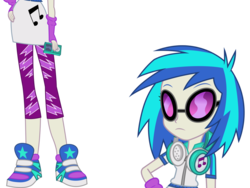 Size: 1280x960 | Tagged: safe, dj pon-3, vinyl scratch, equestria girls, g4, clothes, female, glasses, headphones, leggings, shoes, simple background, sneakers, solo, sunglasses, transparent background