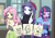 Size: 1023x723 | Tagged: safe, artist:agaberu, artist:fluttershy, artist:rarity, artist:twilight sparkle, fluttershy, rarity, spike, twilight sparkle, dog, human, equestria girls, g4, artception, bare shoulders, beatnik rarity, beret, blushing, bracelet, breasts, busty rarity, clothes, devil spoo, drawing, eyeshadow, female, french rarity, hat, humans doing horse things, jewelry, lidded eyes, makeup, mouth hold, offscreen character, pixiv, realistic, shirt, skirt, sleeveless sweater, smiling, smug, smugity, spike the dog, stylistic suck, sweater, sweater puppies, sweater vest, turtleneck