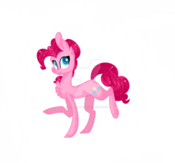 Size: 1024x953 | Tagged: safe, artist:rainbowstar536, pinkie pie, g4, chest fluff, female, ms paint, raised hoof, raised leg, scrunchy face, solo, watermark