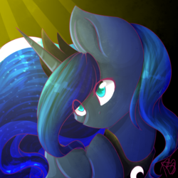 Size: 894x894 | Tagged: safe, artist:prettyshinegp, artist:twinkepaint, princess luna, g4, crepuscular rays, crown, female, jewelry, regalia, solo