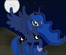 Size: 1012x856 | Tagged: safe, princess luna, alicorn, pony, g4, female, looking at you, mare, moon, night, parody, solo, veggietales