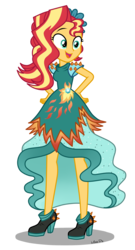 Size: 2000x3700 | Tagged: safe, artist:mixiepie, sunset shimmer, equestria girls, g4, legend of everfree, alternate hairstyle, clothes, crystal gala, dress, female, high res, simple background, smiling, solo, transparent background, vector