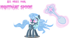 Size: 6000x3159 | Tagged: safe, artist:orin331, silver spoon, earth pony, pony, g4, absurd resolution, alternate universe, corrupted, evil grin, female, grin, magic, mare, nightmare spoon, nightmarified, simple background, smiling, solo, spoon, transparent background