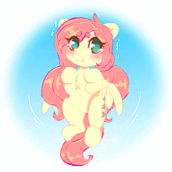 Size: 279x279 | Tagged: dead source, safe, artist:tolsticot, fluttershy, pegasus, pony, g4, alternate hairstyle, animated, chest fluff, cute, female, flying, gif, hnnng, looking at you, pigtails, shyabetes, solo