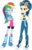 Size: 373x576 | Tagged: safe, artist:ra1nb0wk1tty, indigo zap, rainbow dash, equestria girls, g4, boots, bracelet, clothes, compression shorts, ear piercing, earring, goggles, hand on hip, jewelry, piercing, simple background, skirt, socks, wristband