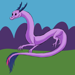 Size: 2000x2000 | Tagged: safe, artist:vchart920, twilight sparkle, chinese dragon, dragon, g4, dragonified, female, high res, solo, species swap, twilidragon