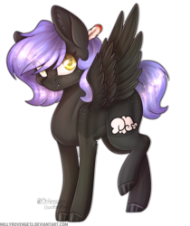 Size: 1341x1599 | Tagged: safe, artist:millyrovenge13, oc, oc only, oc:cloudy night, pegasus, pony, ear fluff, female, mare, raised leg, simple background, solo, spread wings, transparent background