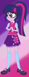 Size: 228x593 | Tagged: safe, artist:ecoster1268, sci-twi, twilight sparkle, equestria girls, g4, bowtie, clothes, female, glasses, mary janes, ponytail, shoes, skirt, socks, solo