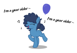 Size: 1700x1160 | Tagged: safe, artist:firefall-mlp, oc, oc only, oc:blimp, earth pony, pony, balloon, female, filly, freckles, simple background, singing, solo, transparent background