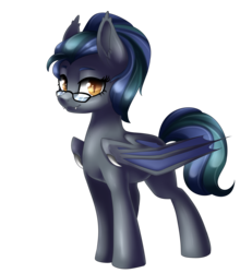 Size: 2621x2833 | Tagged: safe, artist:scarlet-spectrum, oc, oc only, oc:jynxx, bat pony, pony, fangs, glasses, high res, simple background, solo, transparent background
