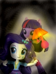 Size: 840x1120 | Tagged: safe, artist:whatthehell!?, edit, rarity, twilight sparkle, equestria girls, g4, doll, equestria girls minis, eqventures of the minis, irl, lamp, photo, toy