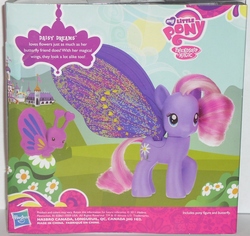 Size: 1468x1386 | Tagged: safe, photographer:moonlightdreams, daisy dreams, butterfly, backcard, glimmer wings, irl, photo, solo, sparkly wings, toy, wings